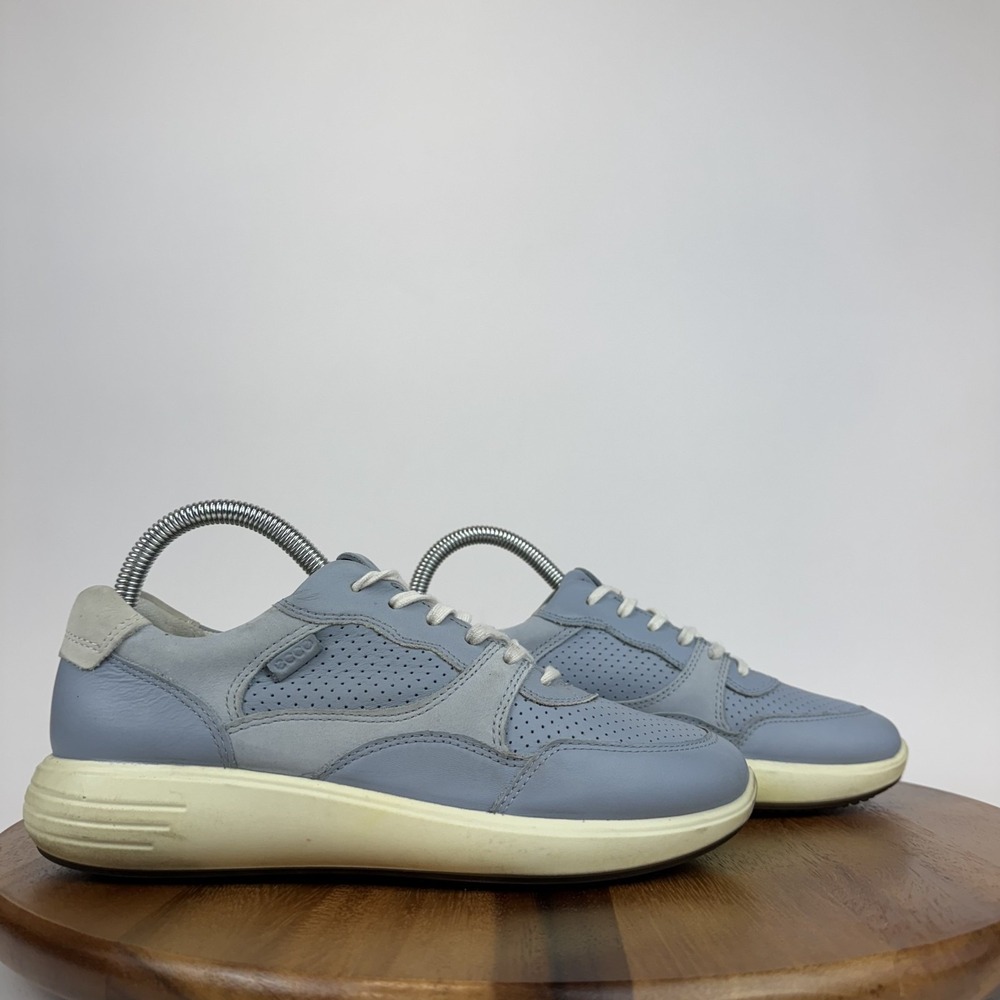 Women‎ Ecco Soft 7 Runner Blue Leather Casual Comfort Sneakers Shoes Size EU 38